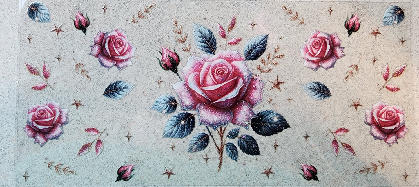 108-Pink and Gray Flowers Decal