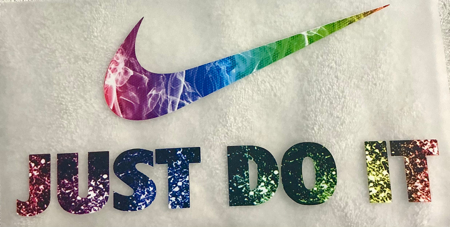 Colorful Just do it T-shirt transfer