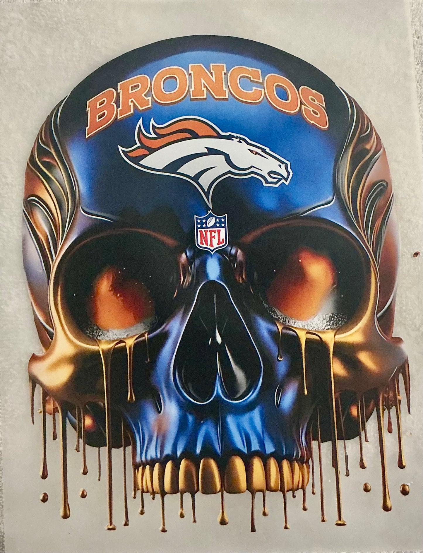 Broncos skull T-shirt transfer