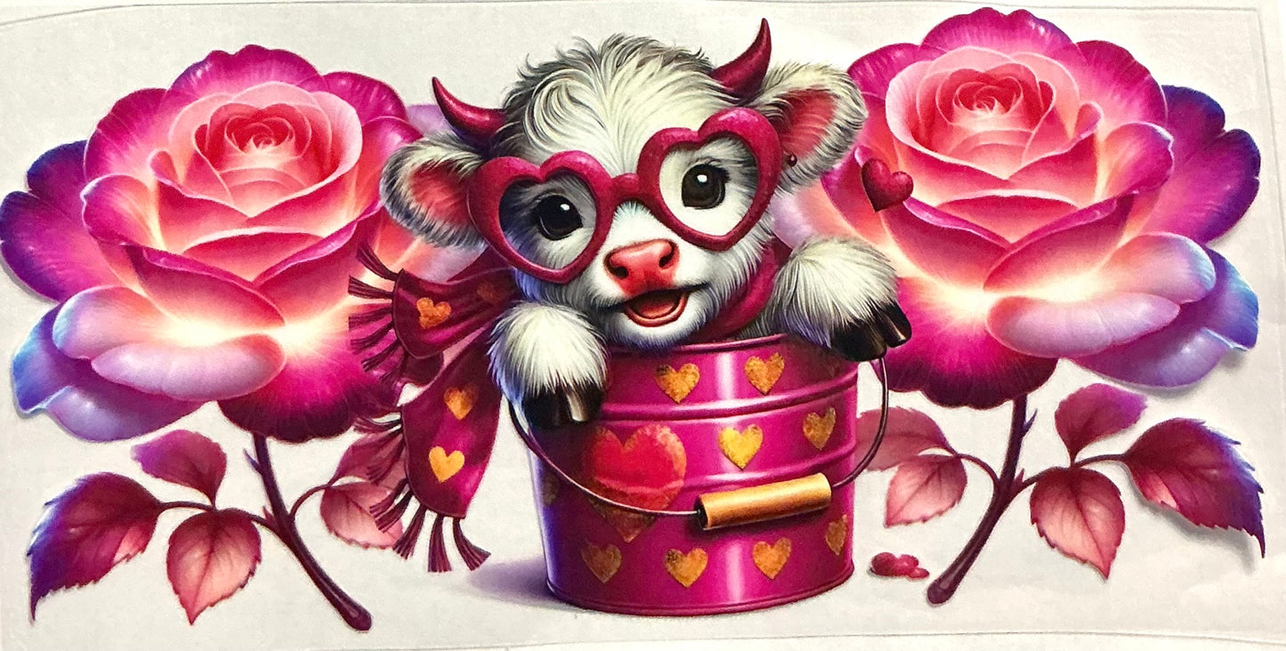 365- Pink heart cow decal