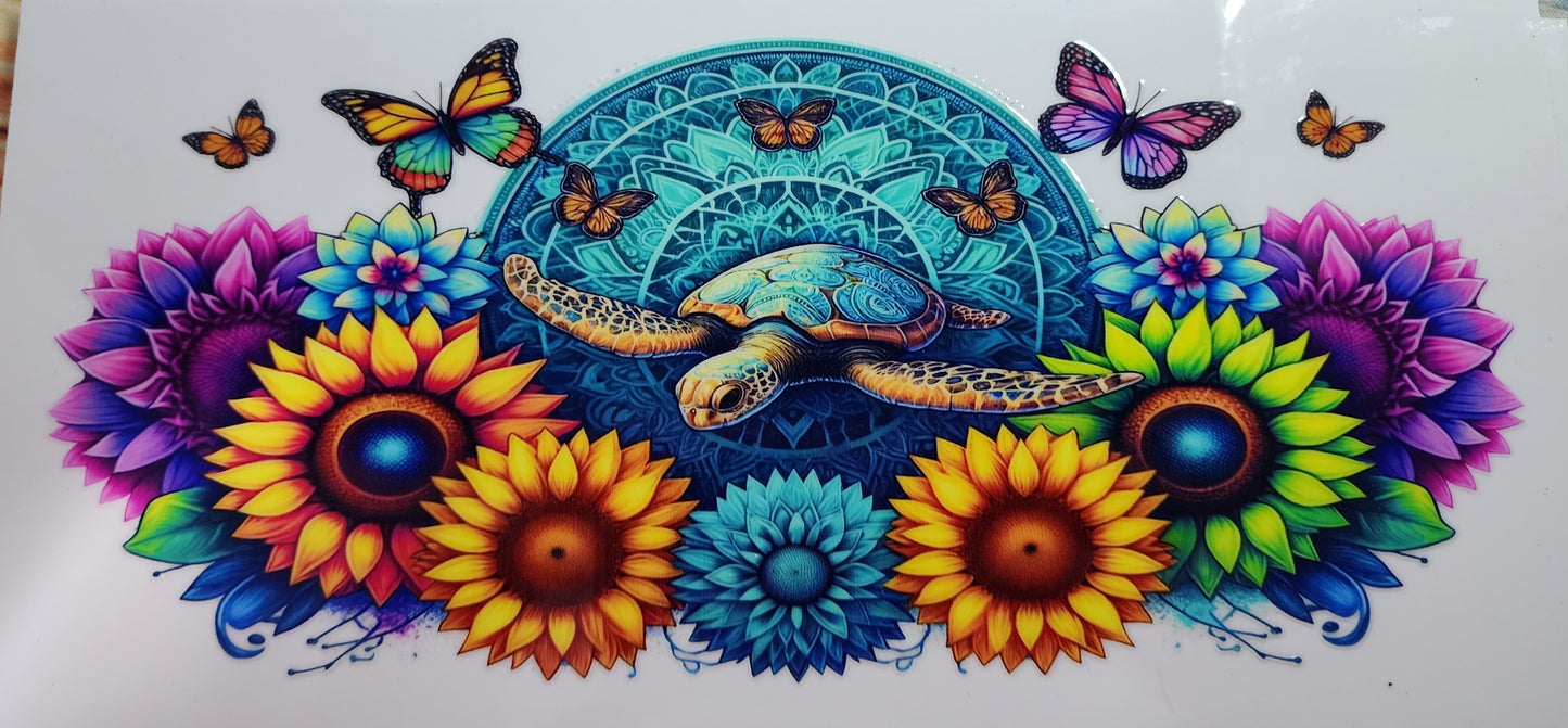 16- Turtle and Flowers Decal