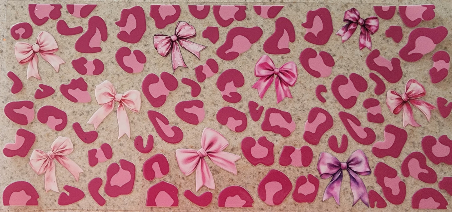 263-Pink Bow Cow Print Decal