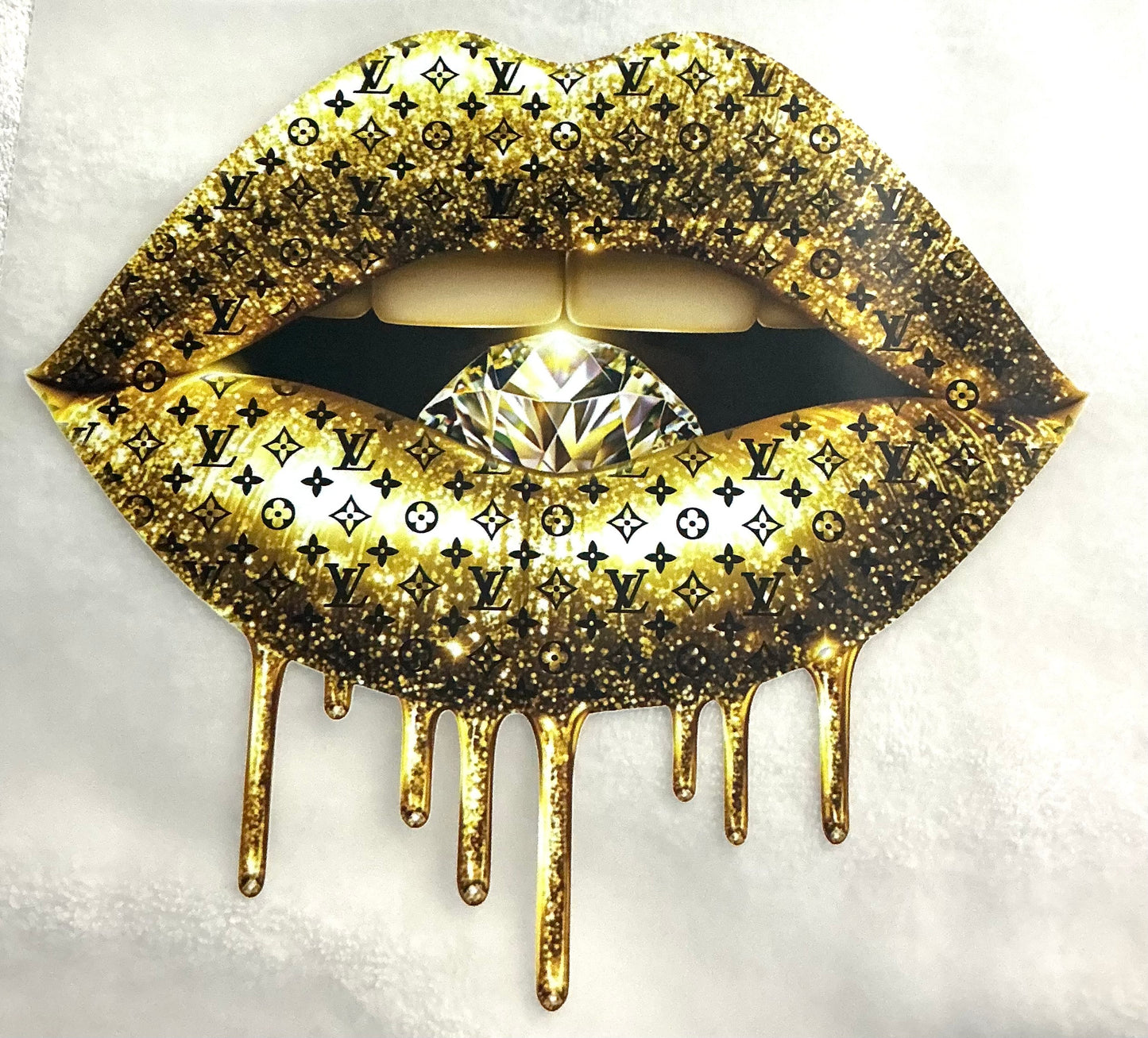 LV Gold lip T-shirt transfer