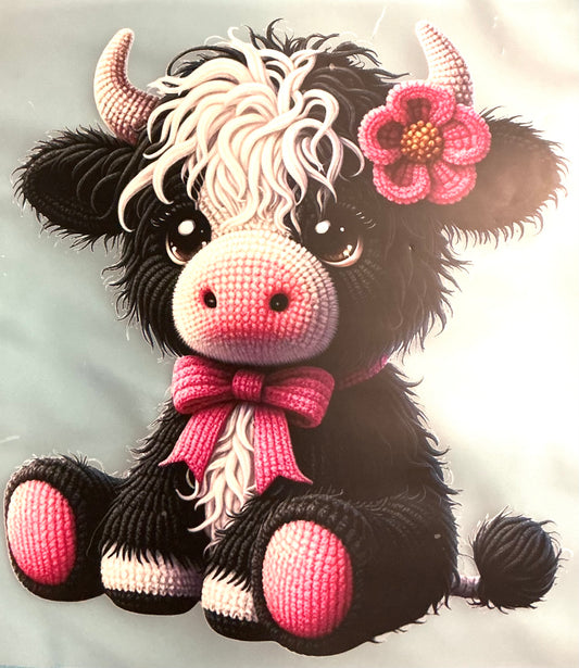 Black and pink cow transfer