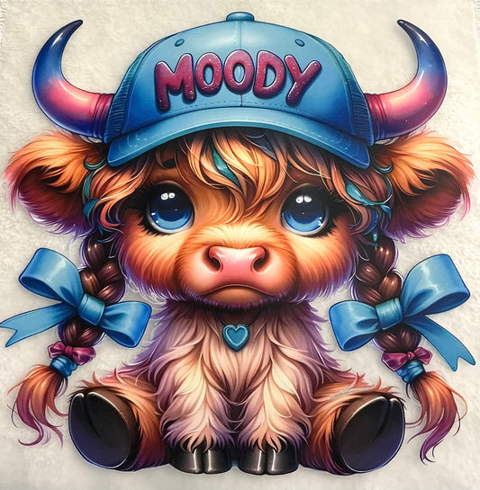 Moody cow shirt transfer