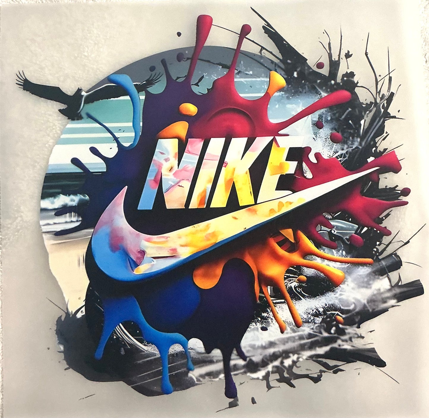 Colorful Nike splash T-shirt transfer