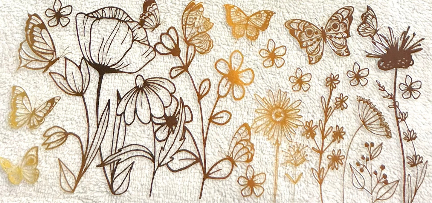 407- Gold flowers decal