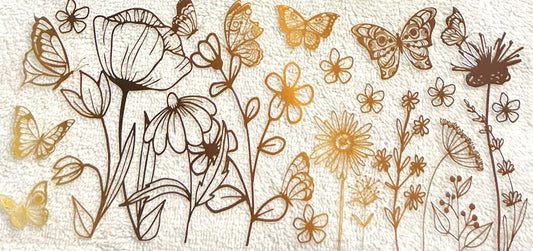 407- Gold flowers decal