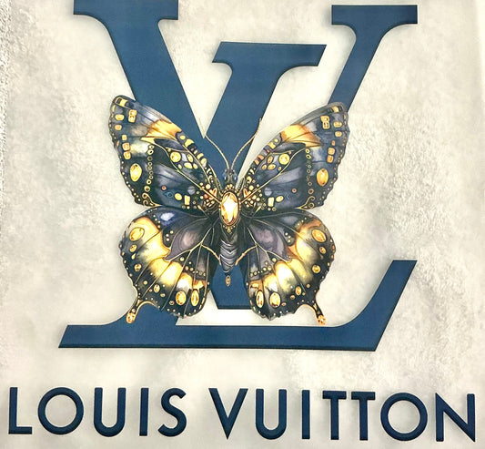 Blue LV butterfly T-shirt transfer