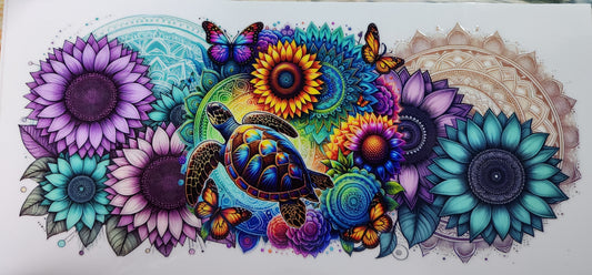 15- Sea turtles with flowers Decal