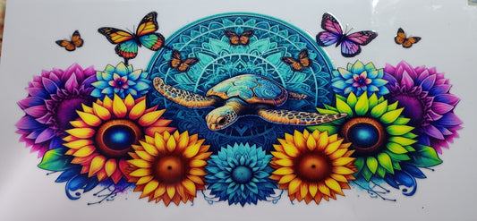 16- Turtle and Flowers Decal